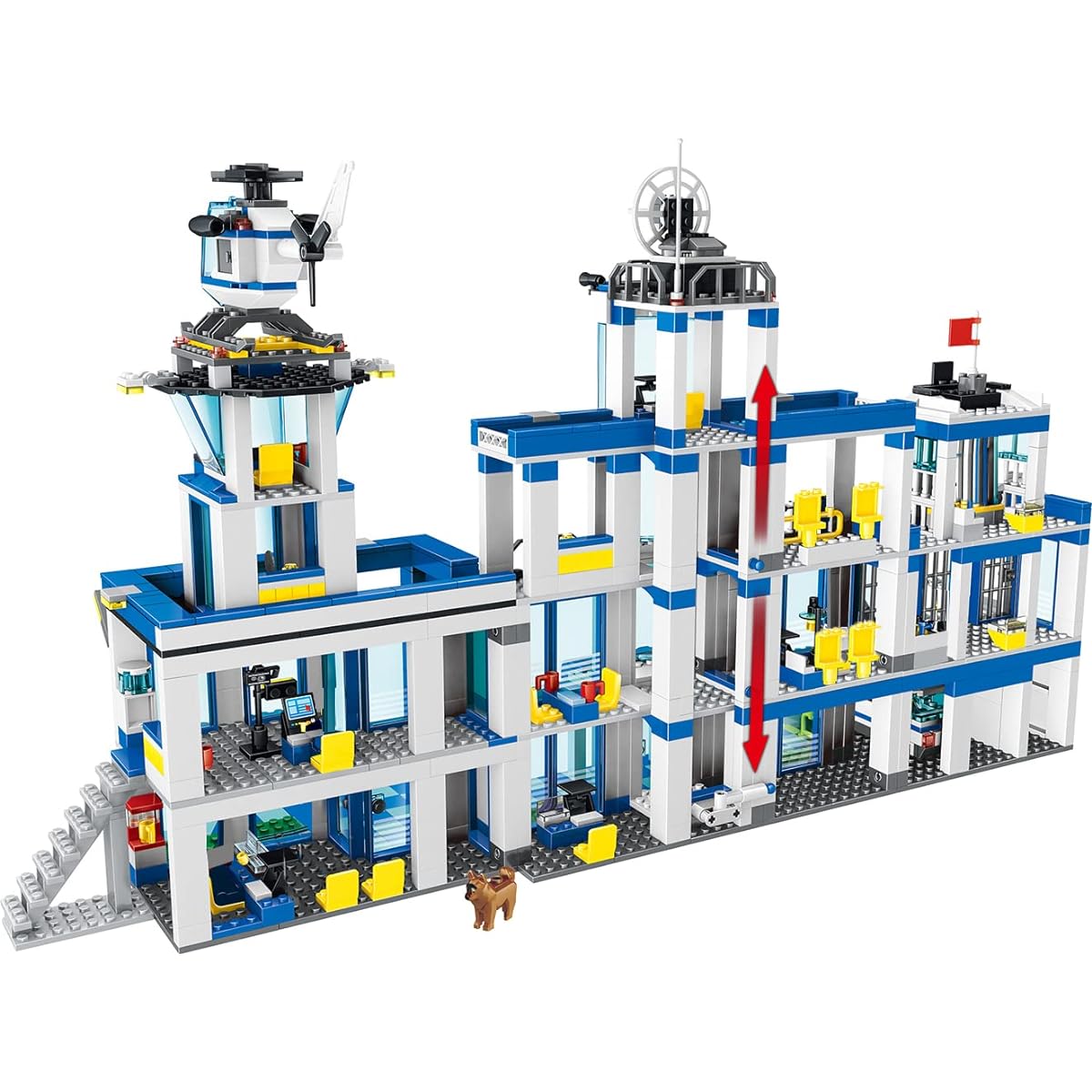 DG Dreams City Series Building Set Police Station Building Kit Counter-Terrorism Theme with Helicopter and Multiple Vehicles (1397 Pieces)