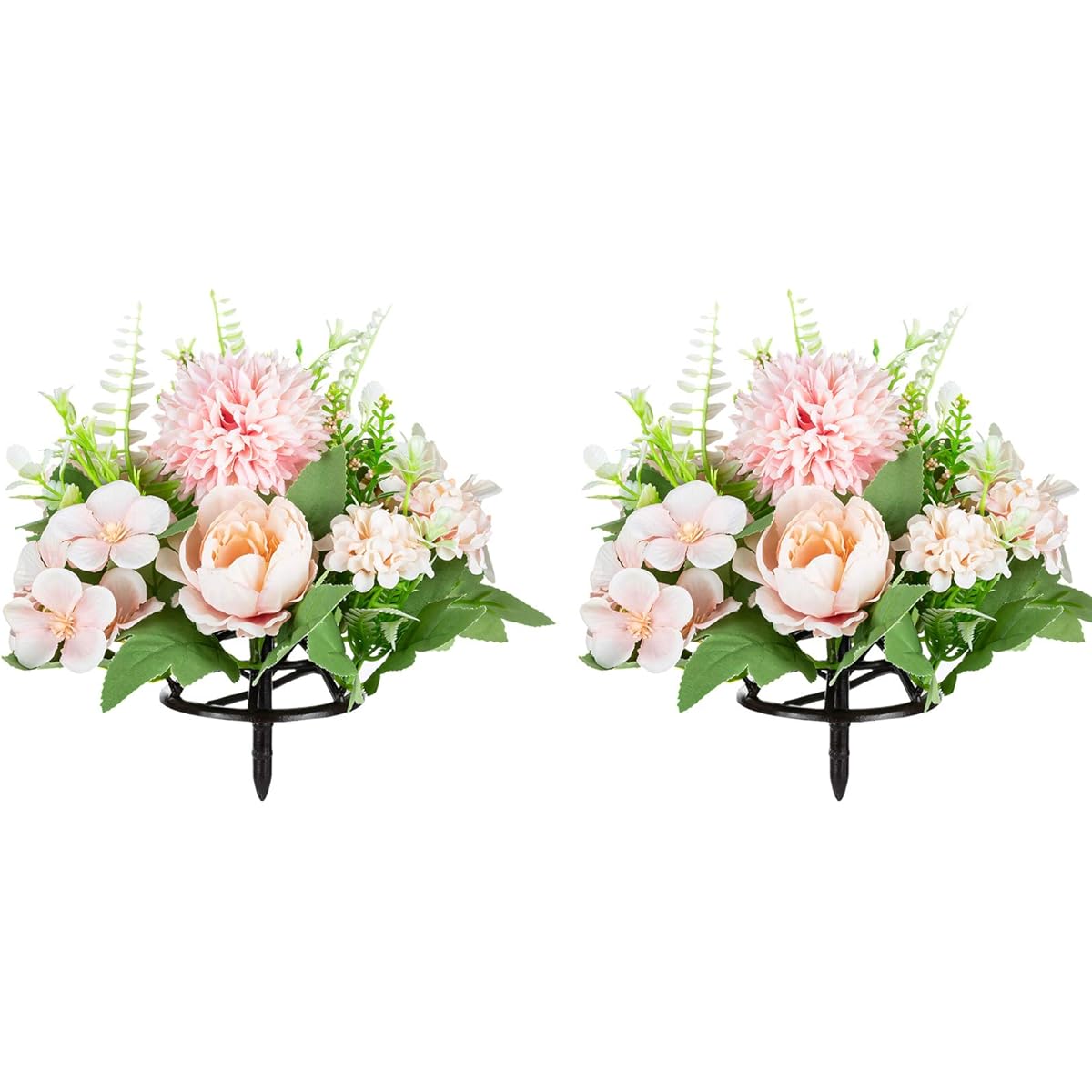Nuptio 10pcs Artificial Flowers Floral Table Centerpiece Wedding Party Fake Flowers Plastic Base Fake Flower Bouquet Bridal Shower Living Room Decoration (Purple & White)