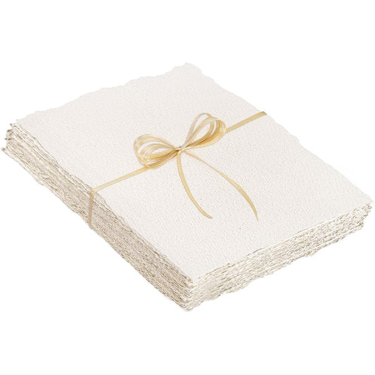 25 Sheets Watercolor Paper 300GSM Deck Edge Paper 4 x 6 Inch Rough/Textured Handmade Paper Cotton Paper White Texture Paper for Watercolor Wedding Invitations Cards Crafts