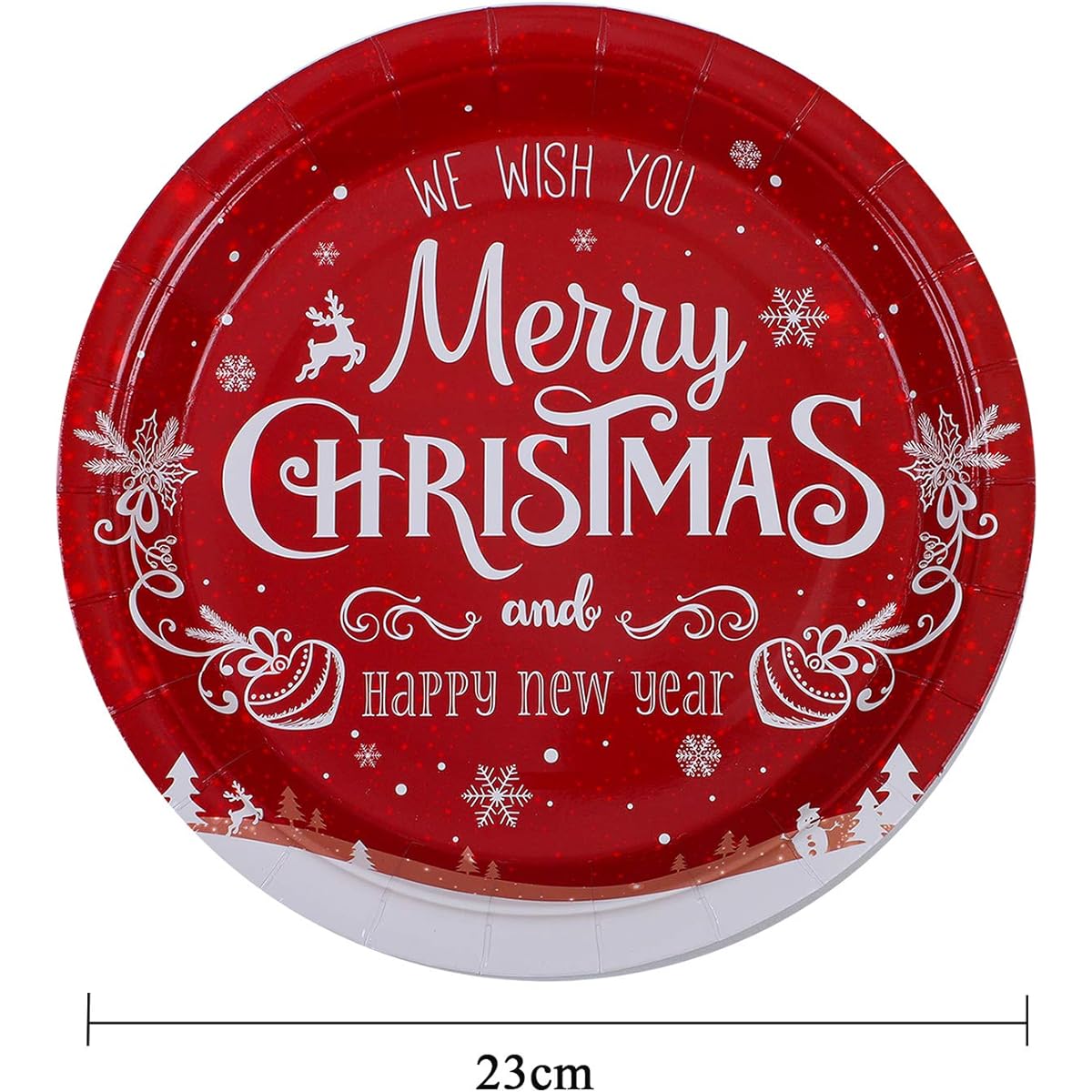 Aneco Christmas Party Plates Paper Plates Disposable Plates Round Plates Party Supplies for Christmas Party 9 Inch 60 Pieces