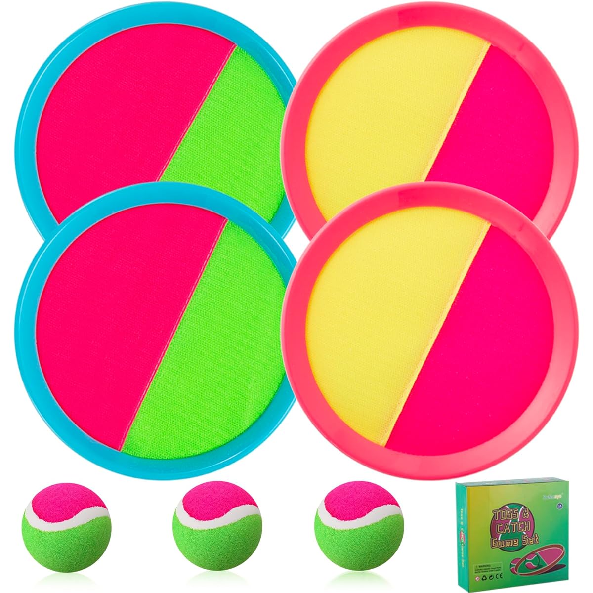 Bufeeaye Outdoor Games for Kids - 4 Paddles Blue + Pink