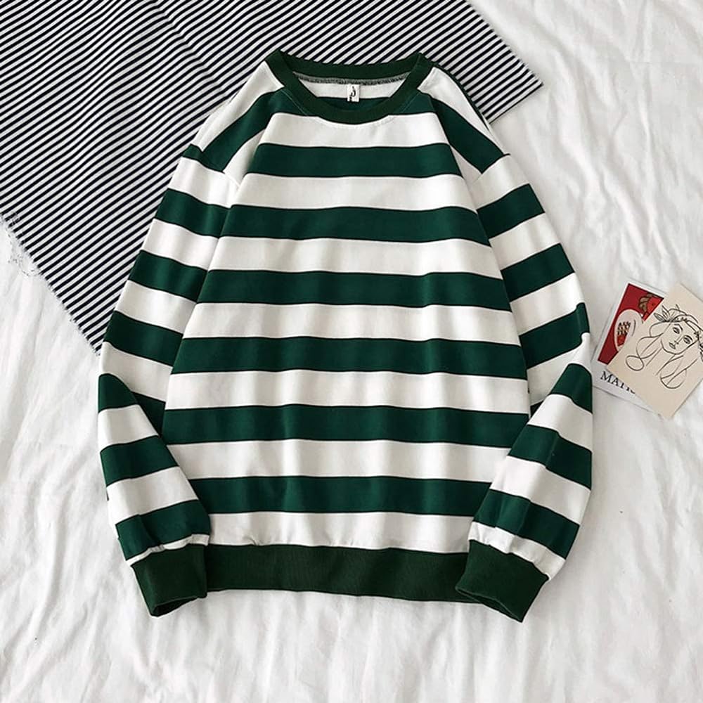 [Minesam] Border Parka Men's Sweatshirt Long T-shirt Long Sleeve Pullover T-Shirt Border Pattern Cut and Sewn Big T Oversize Casual Loungewear Large Size