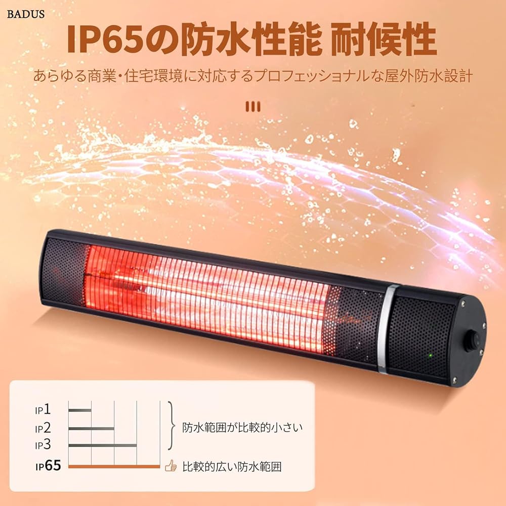 Halogen Heater Outdoor Heater Patio Heater Outdoor Free Standing/Wall Mounted Electric Infrared Heater Patio Heater Waterproof - Commercial Use Home Energy Saving Fast Heating Vertical Heater 3 Heating Settings Comes with Remote Control Indoor/Outdoor He