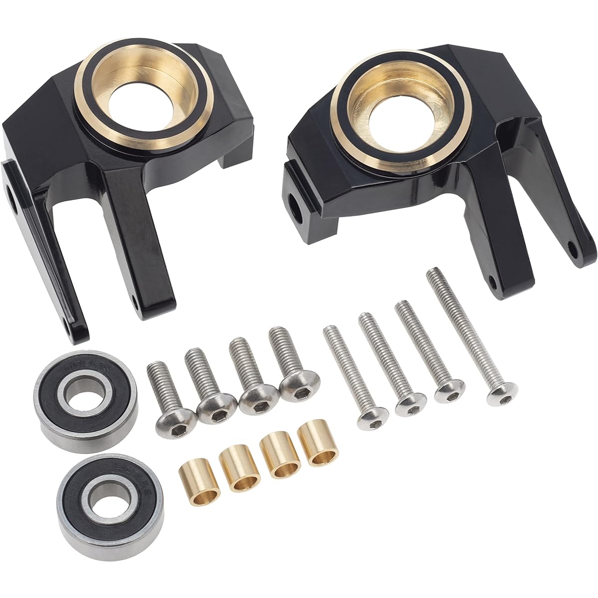 DKKY Brass Front Steering Knuckle Black-Gold Version Oversized Bearing Axial SCX6 Jeep- JLU 4WD Upgrade Parts