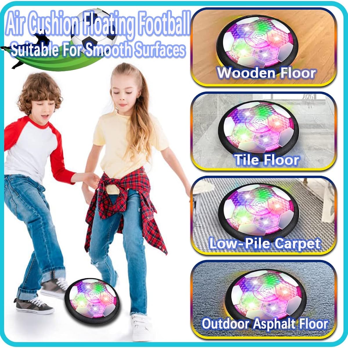 JRD&BS WINL Hover Soccer Ball Toy Boys Girls Rechargeable Floating Soccer Ball with LED Light and Foam Cushion, Indoor Air Football Game, Perfect for Birthdays, 3 Years Old, 4 Years Old, 5 Years Old, 6-15 Years Old, Purple