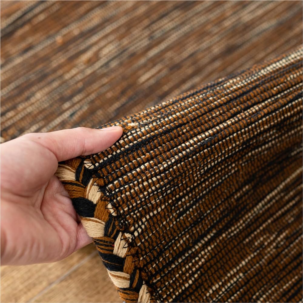 Sayan Sayan Handwoven Kilim Style Ethnic Rug Carpet Keema 190x240 3 Tatami Brown