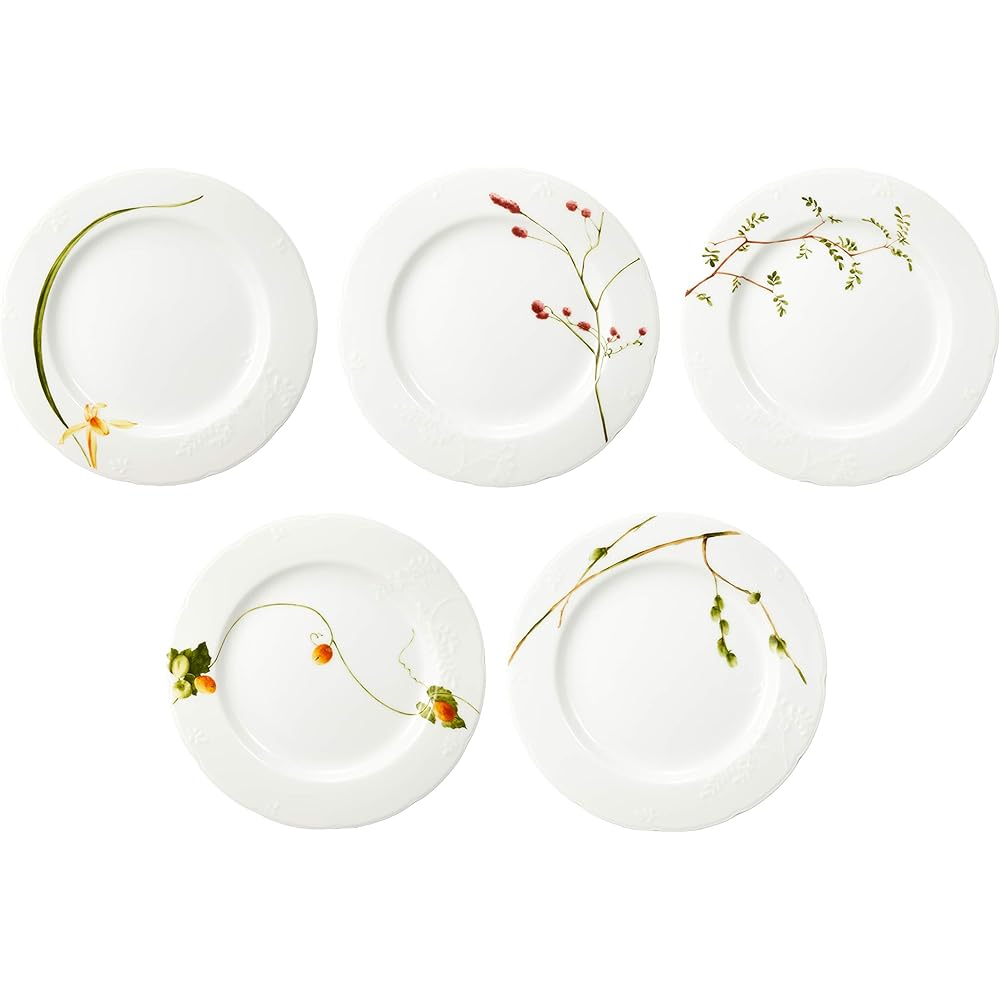NARUMI Tableware Set Satohana Goyomi Green Floral 5 Pattern Set Cute Serves 5 People 15 Pieces Microwave Warmable Made in Japan Gift Box Included 40912-34275