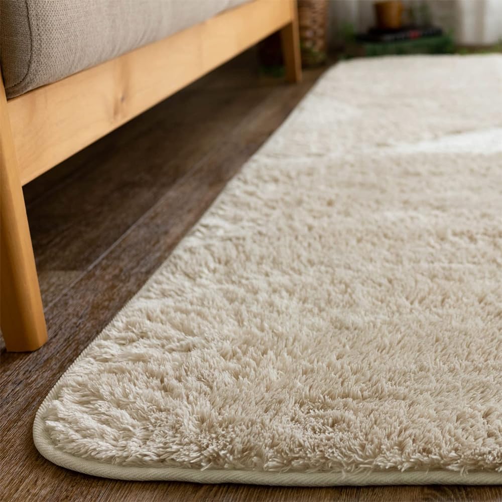 Sayan Sayan Washable Shaggy Rug Durée Non-Slip 190 x 240 3 Tatami Ivory