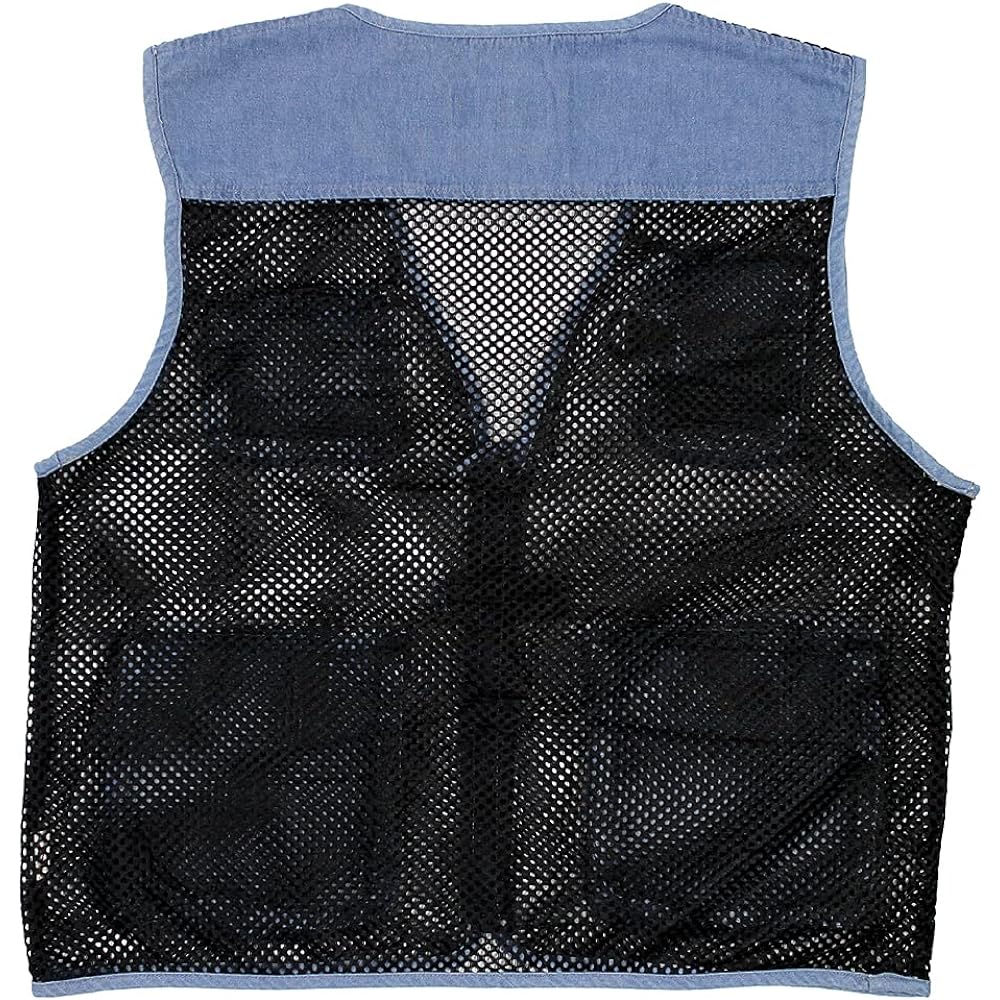 [VITTORIA] Denim mesh vest, lightweight, breathable, heat protection, outdoor, camping, fishing, fishing vest, for photographers, mountain climbing, casual vest
