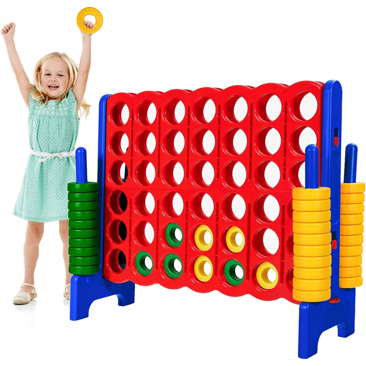 Safeplus Giant 4-Inch Classic Game Set, 47-Inch Jumbo 4-Point to Scoring Toy Set, 4 Games for Indoor & Outdoor Play for Children, Adults, Family Parties
