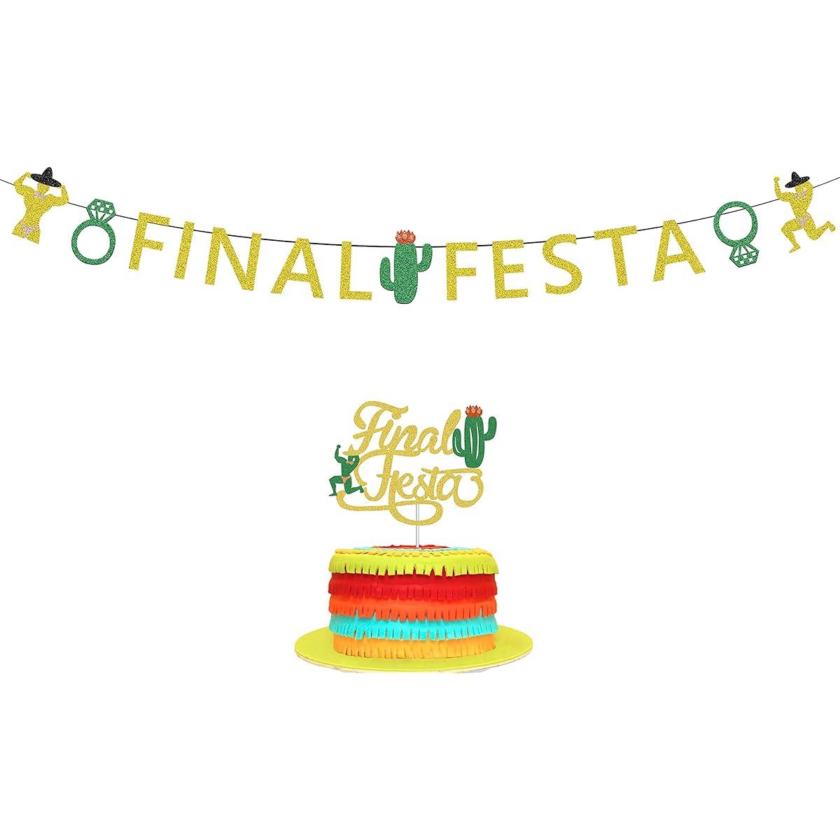 Final Fiesta Party Supplies, Mexican Fiesta Theme Bachelorette Wedding Bridal Shower Party Decorations - Includes Final Fiesta Banner and Final Fiesta Cake Topper
