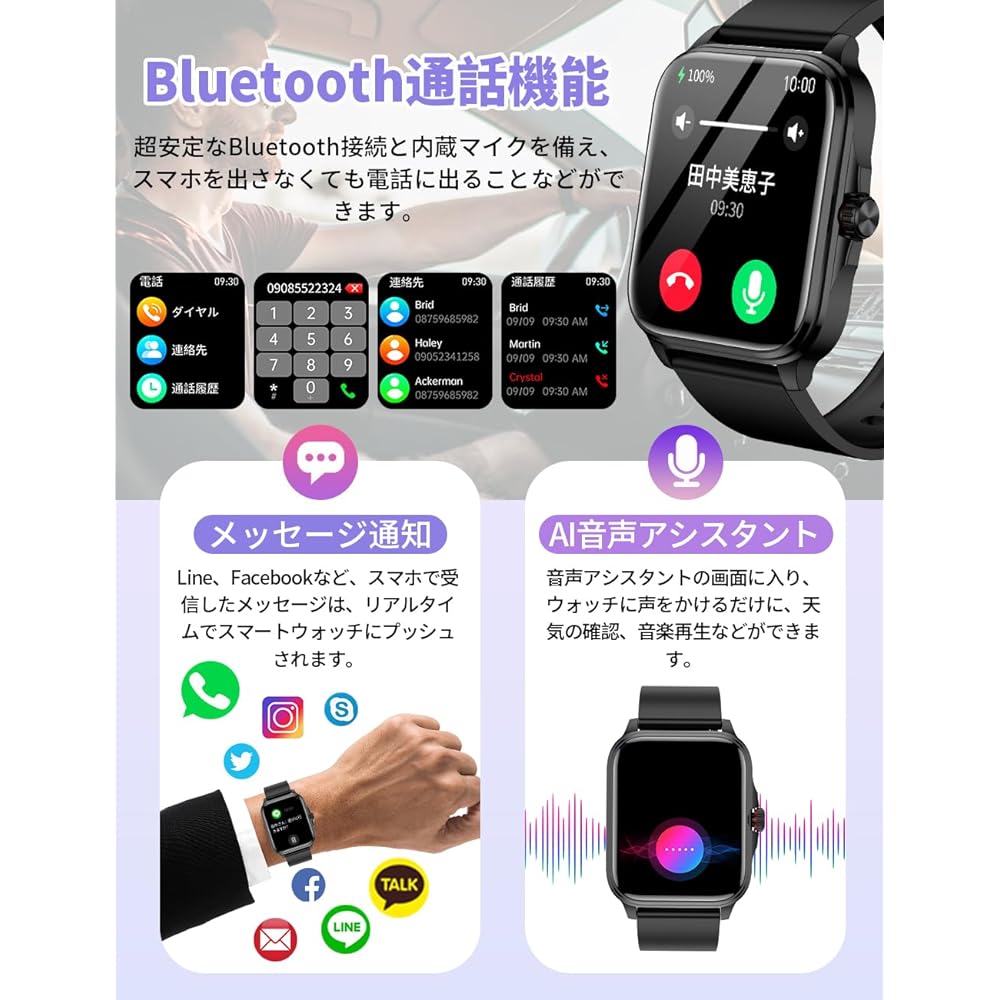 Smart Watch 2023 (1.91 inch Large Screen, Call Function, Bluetooth 5.2), Military Standard, Incoming Calls/Message Notifications, GPS Movement Recording, Sports Watch, Various Exercise Modes,