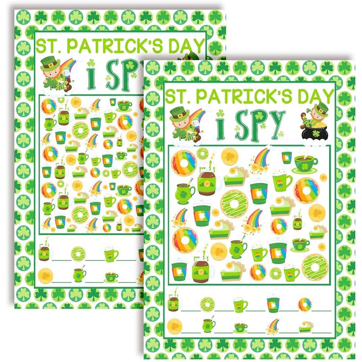 AmandaCreation St. Patrick's Day Spy Holiday Activity Cards - 10 4" x 5.5" Blank Cards