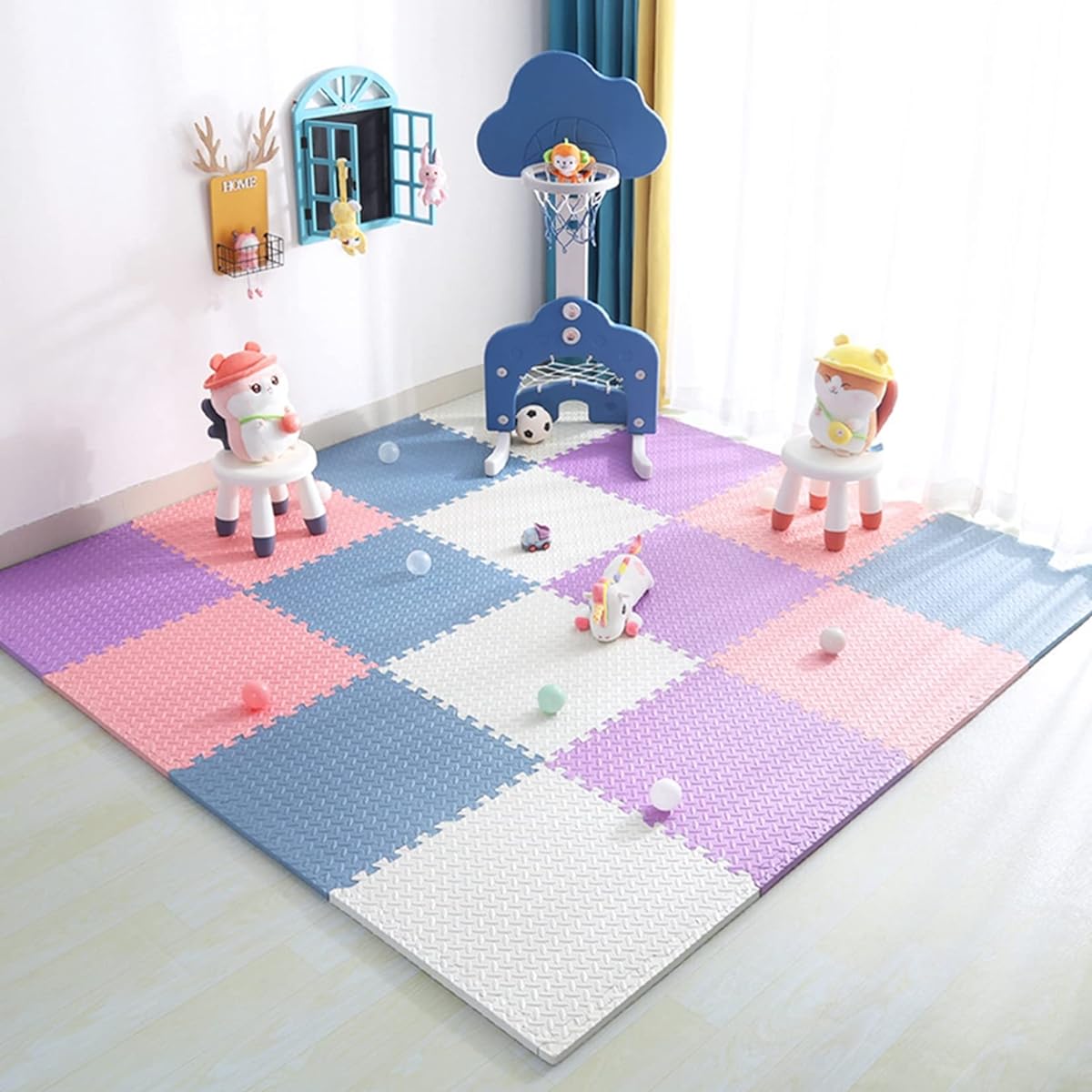 t, 60 x 60 x 1.2 cm, large size, 9 pieces, for babies, children, pets, stylish, puzzle mat, antibacterial, deodorizing, washable, insulated, heat-retaining, freely combinable, soundproofing, compatible with floor heating, play mat, floor mat, rug, carpet