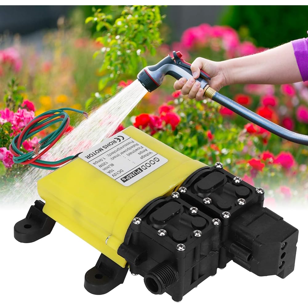 Jeffergarden Power Water Pump Submersible Pump 12V 120W 8L Diaphragm High Pressure Pump Automatic Water Injection Pump with Copper Connector for Aquarium Pond Statue Hydroponics Aquarium Supply Water Aquarium Water Circulation