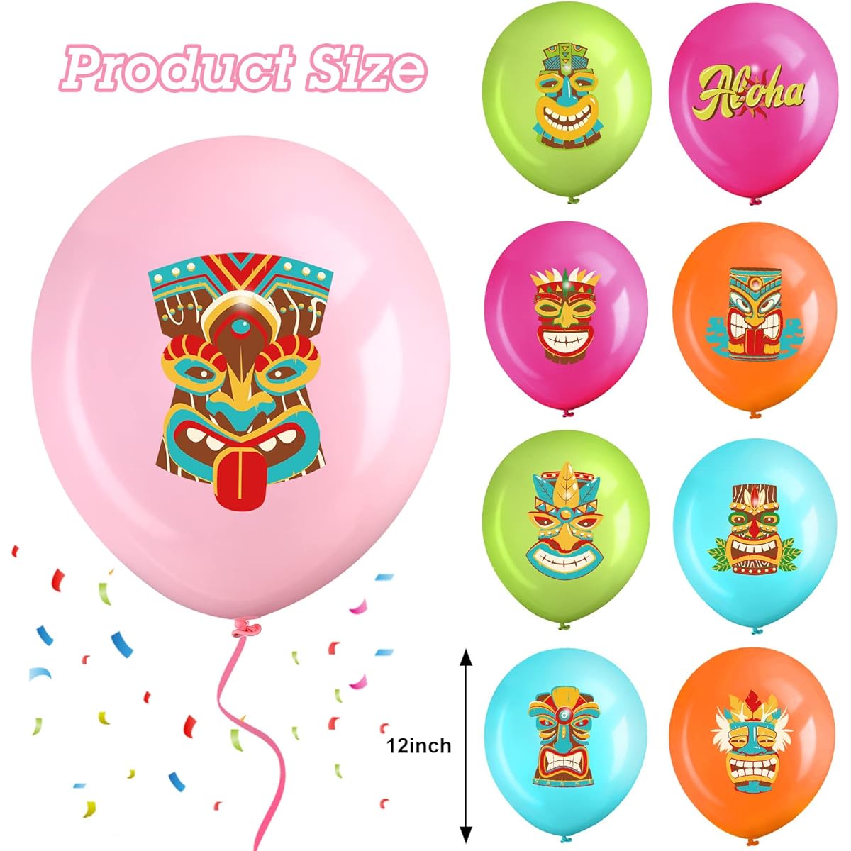 Hawaiian Party Decorations Tropical Tiki Balloon Kit 45pcs Luau Aloha Tiki Palm Leaf Pattern 12" Hawaiian Latex Balloons Hawaiian Aloha Tiki Tropical Luau Party Decoration Supplies