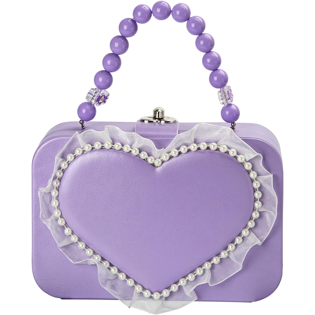 KAMIER Kids Jewelry Box for Girls Boys Cute Jewelry Organizer with Handle PU Leather Jewelry Box Case for Rings Earrings Necklaces (Purple Heart)