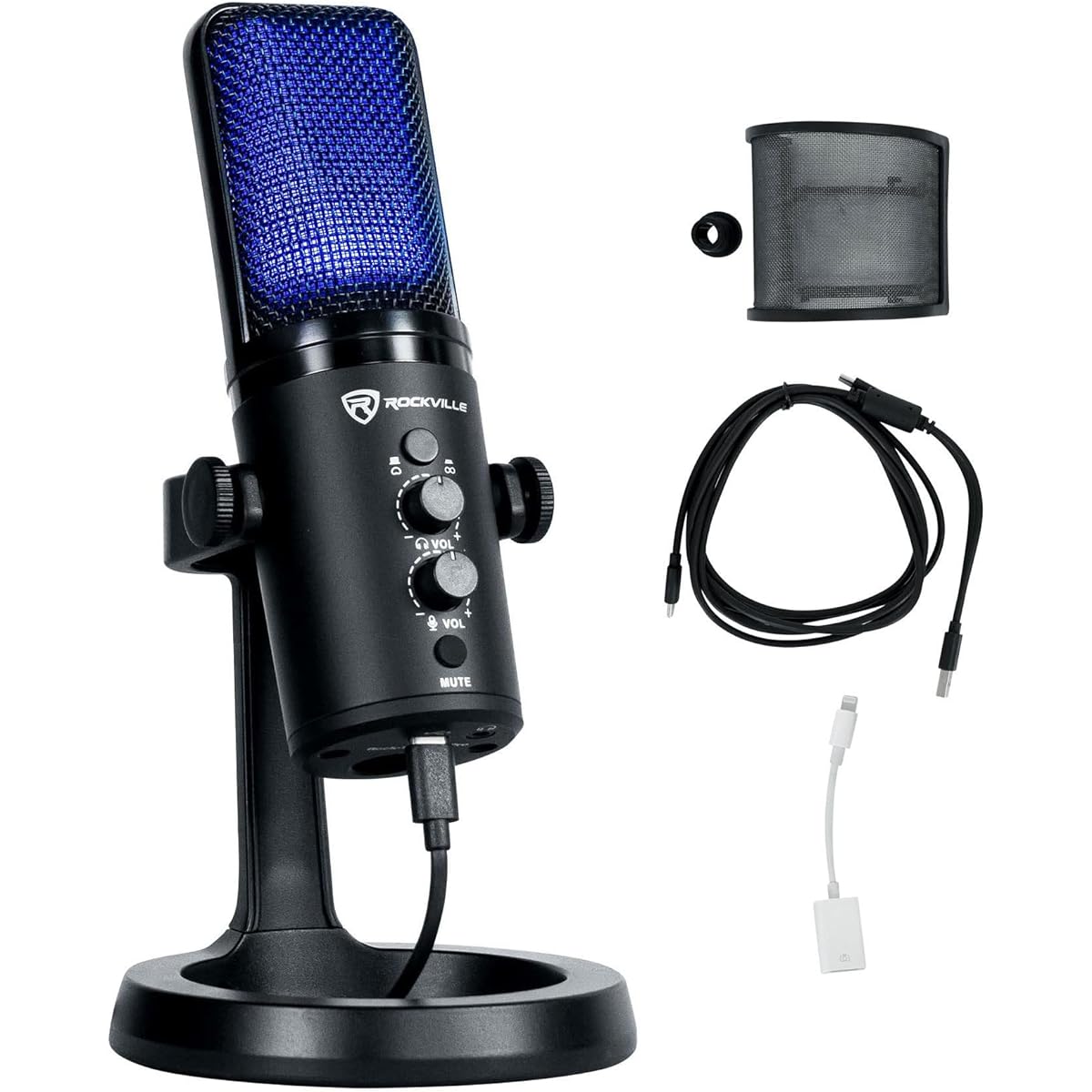 Rockville Rock-Stream PRO Game Streaming Recording Dual Pattern USB Microphone