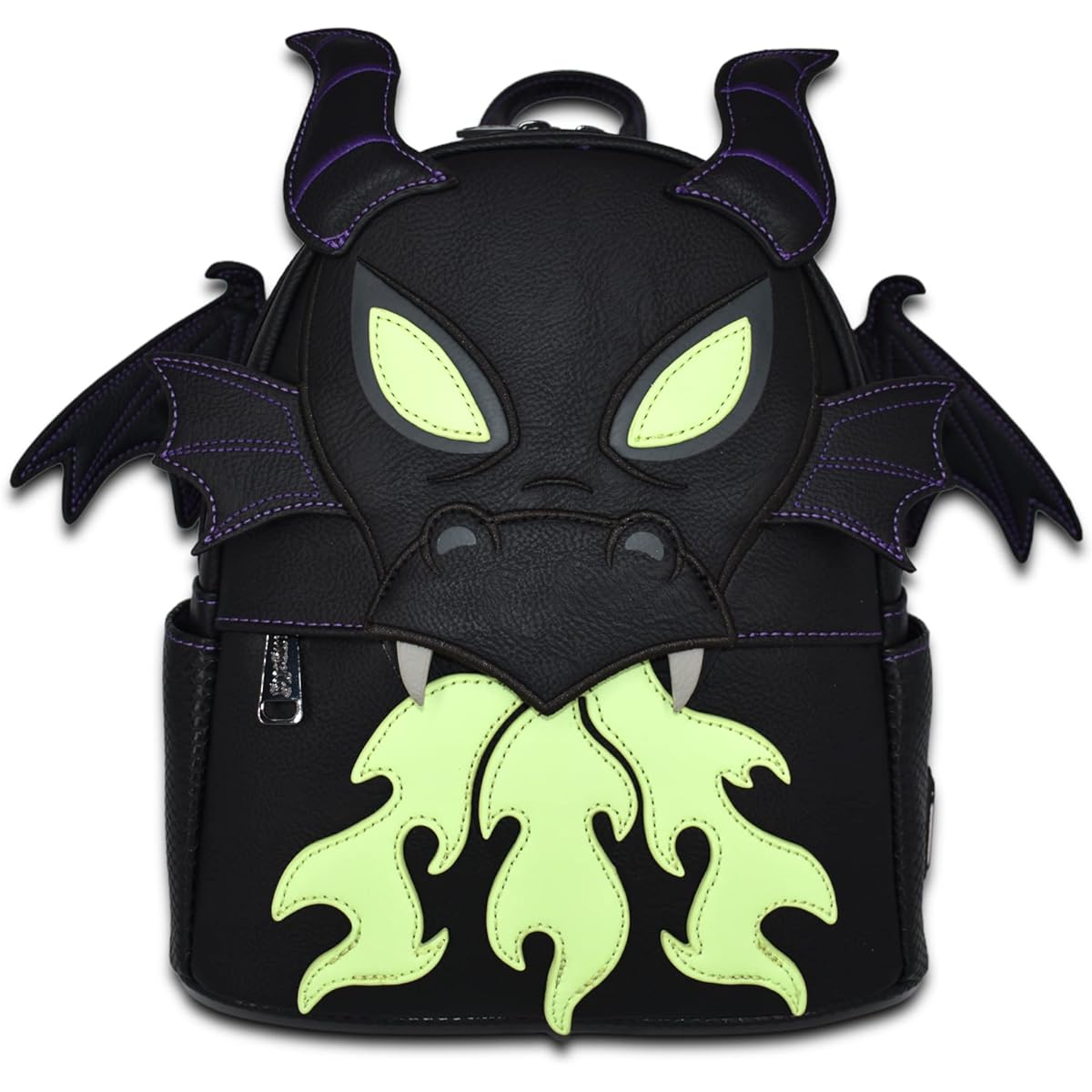 Loungefly GT Exclusive Disney Villains Maleficent Dragon Glow in the Dark Cosplay Mini Backpack, Black, Mini Backpack, Loungefly Mini Backpack