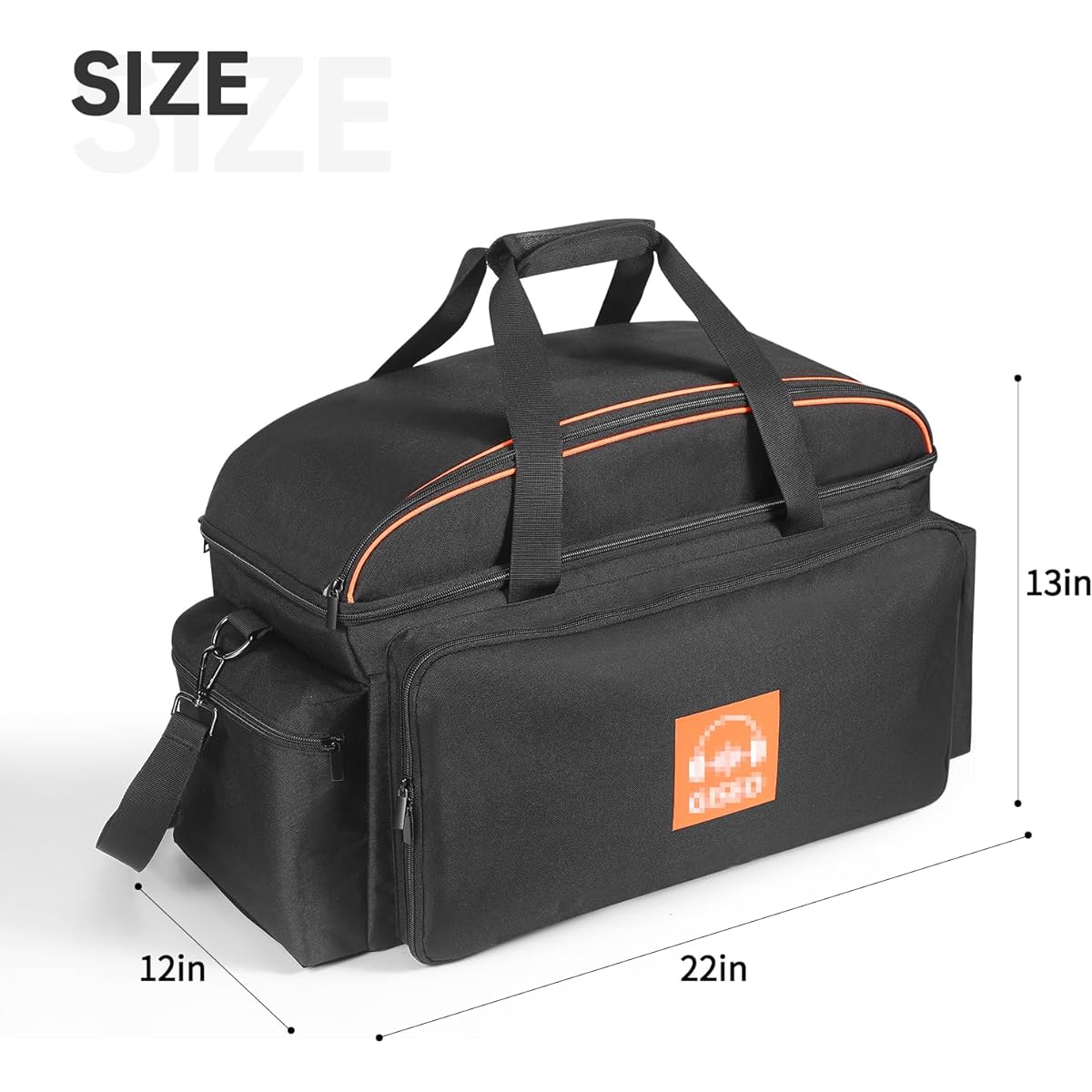 DJ Gig Bag DJ Cable File Bag with Removable Padded Bottom and Dividers Travel Gig Bag Cord Sound Equipment DJ Gear Musician Accessories (Orange)