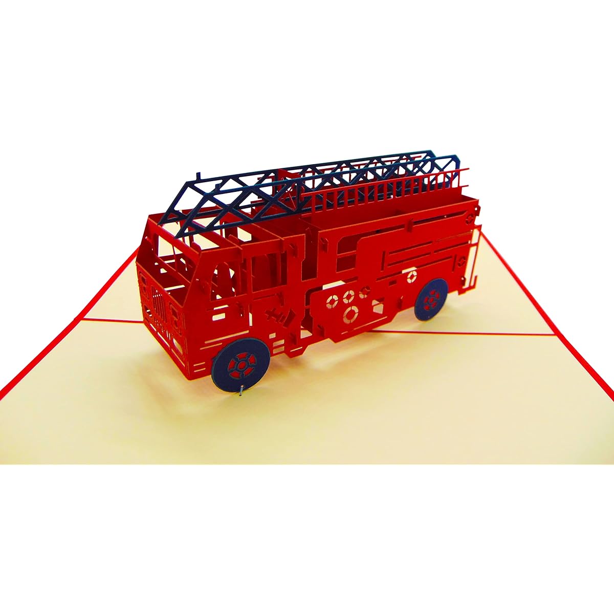 Fire Truck Pop Up Cards 3D Pop Up Greeting Cards for Birthday/Valentine's Day/Mother's Day/Spring/Father's Day/Graduation/Wedding/Anniversary/Thank You/Get Well Soon/Any Occasion 7" x 5"