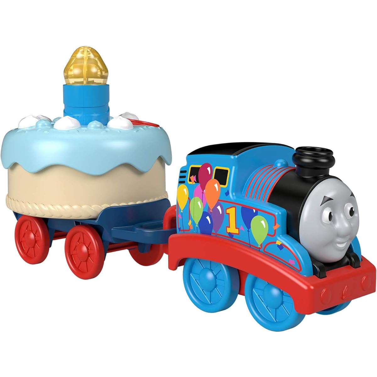 Thomas & Friends Fisher-Price Birthday Wish Thomas, Musical Push-Along Toy Train Engine with Light-up Birthday Cake for Toddlers and preschoolers Ages 12 Months & Older