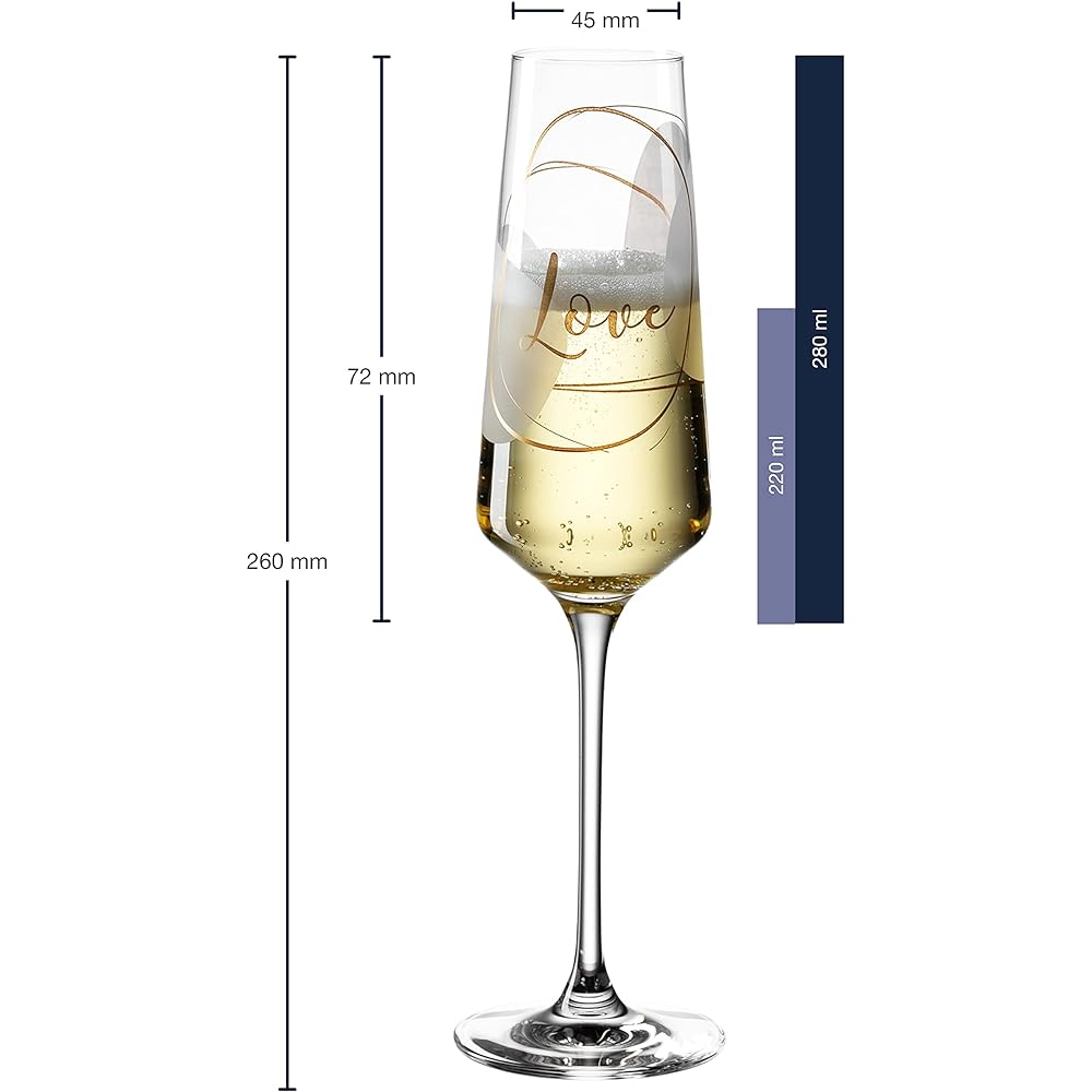 LEONARD Champagne Glass Pair Special Gift Set 280ml "Love"