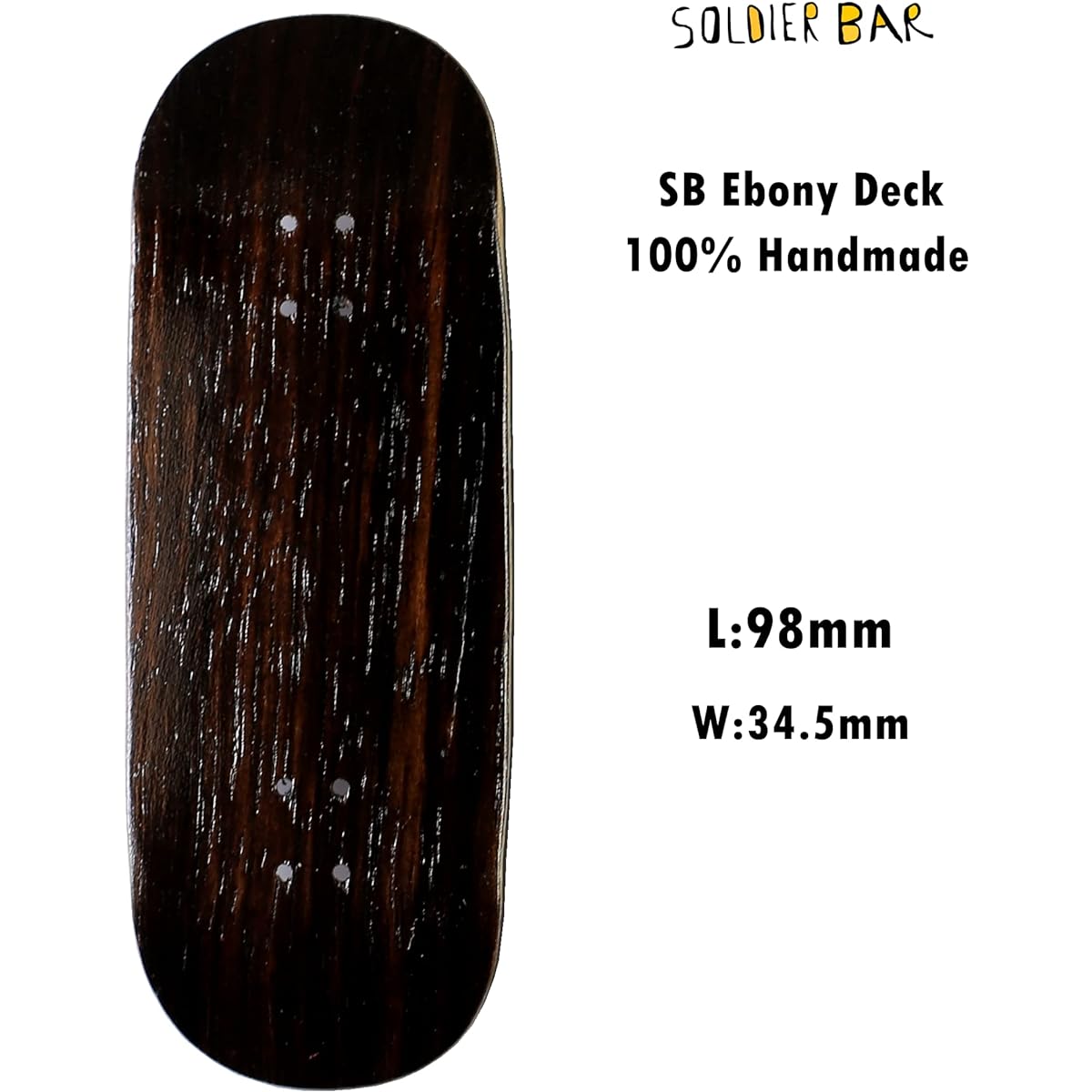 Soldier Bar Handmade Fingerboard 8.0 (6-layer Canadian Maple + Ebony 34mmX98mm) (Handmade Deck + 34mm Big Eagle Track + Handmade Ice Wheel)