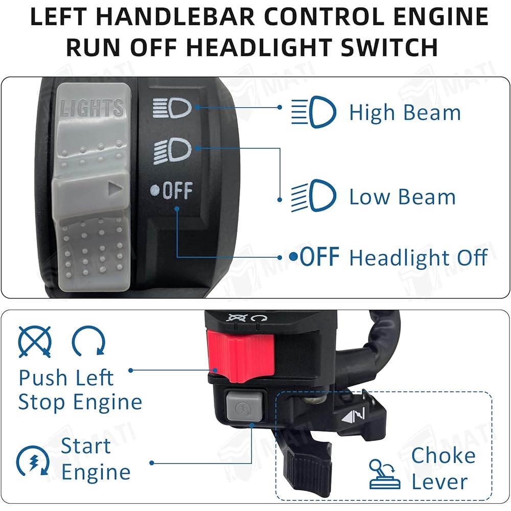 M MATI Left Handlebar Control Engine Start Off Headlight Switch for Yamaha ATV Big Bear 400 YFM400 Grizzly 400 YFM400 Kodiak 400 YFM400 5GH-83973-01-00