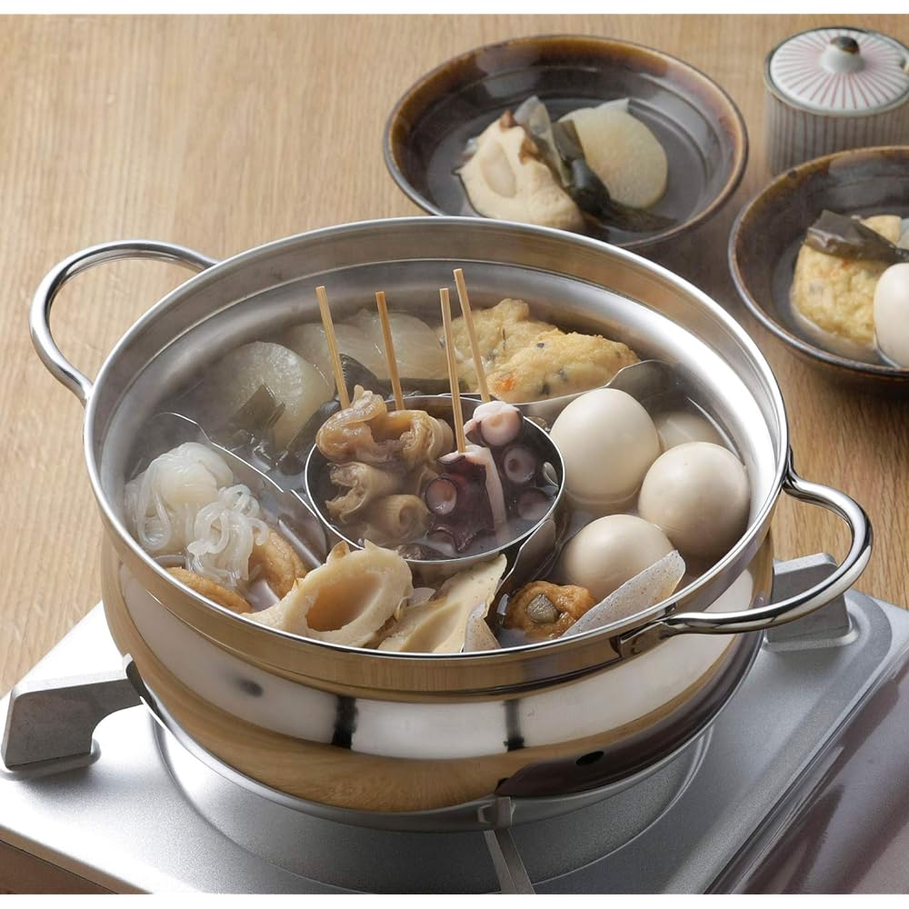 Shimomura Planning Japanese Made Stainless Steel Pot, 22cm, For 1 to 2 People, Earthen Pot, Two Hand Pot, Tabletop Pot, Will Not Break or Chip, Lightweight, 3-layer Steel, Heat Conduction, IH Compatible, 41637