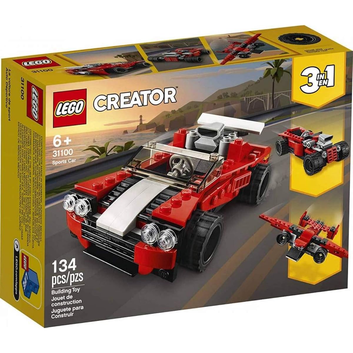 LEGO Creator 3in1 Sports Car Toy 31100 Building Kit, New 2020 (134 Pieces)