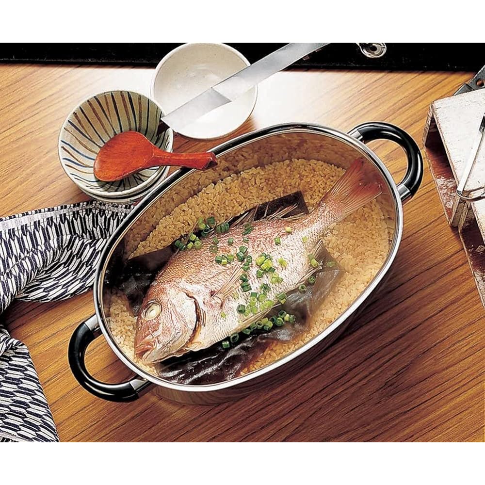 Miyazaki Seisakusho Object Aluminum Core Oval Pot & Steam Plate Made in Japan 5 Year Warranty IH Compatible Lightweight OJ-65