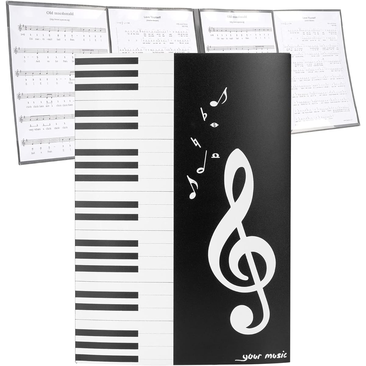 6 Page Piano Sheet Music Folder A4 Tri-Fold Expandable Organizer for Piano Arrangement Music Sheet Files