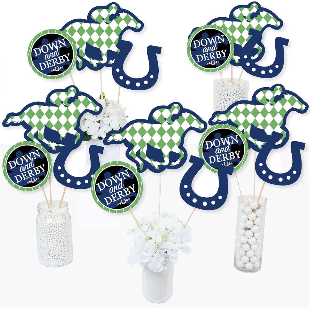 Big Dot of Happiness Kentucky Horse Derby - Lace Party Centerpiece Sticks - Table Toppers - Set of 15