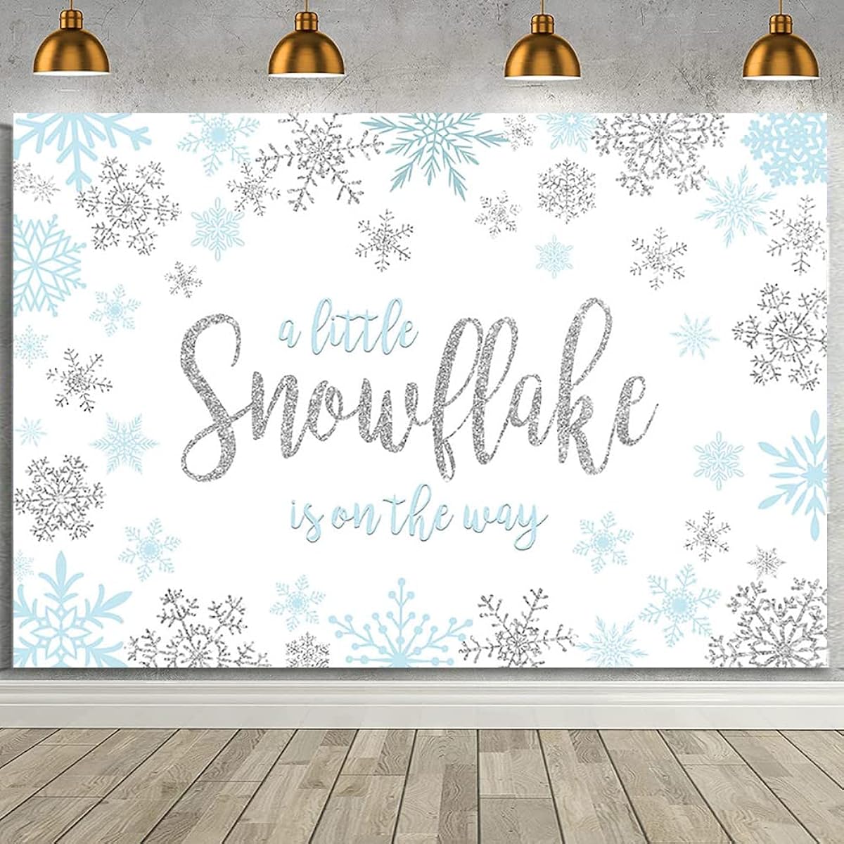 AIBIIN Snowflake Baby Shower Backdrop for Boy, A Little Snowflake is On The Way Baby Shower Decorations Photo Background Wonderland Snowflake Baby Shower Photo Shoot Banner Booth Studio Vinyl 7x5ft
