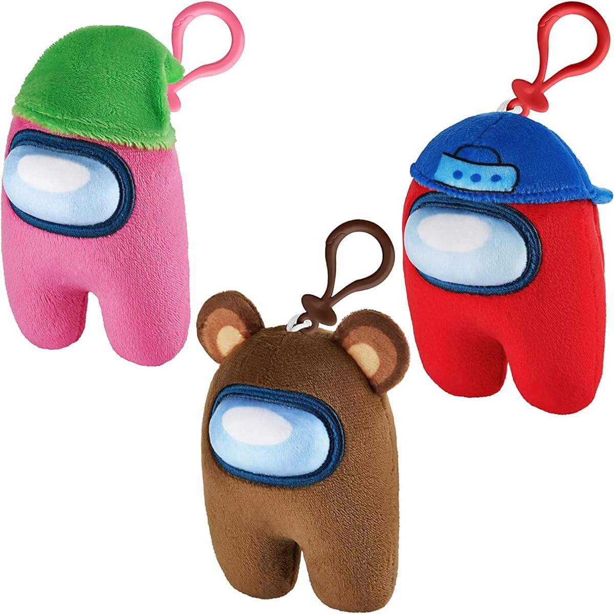 P.M.I. Among Us Plush Clip-On Toy | Six 5-Inch Tall Collectibles | Among Us Toys and Playable Mini Toys | Pink Brown Red Crewmate The Unbearable | Among Us Kids Toys