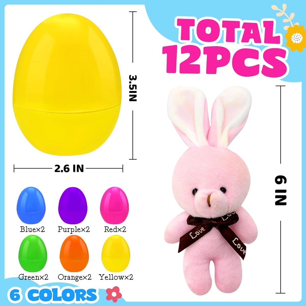 BCUEIDO 12 Easter Eggs with Stuffed Animals, Easter Basket Stuffers, Party Favors, Easter Hunt
