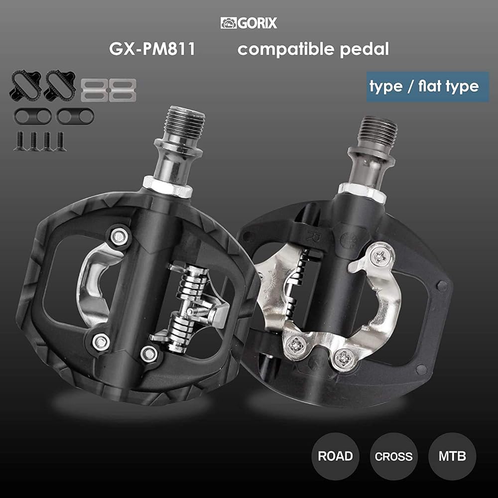 GORIX Bicycle Pedal, Single Side Flat Pedal, Binding Pedal, Cleat Included GX-PM811