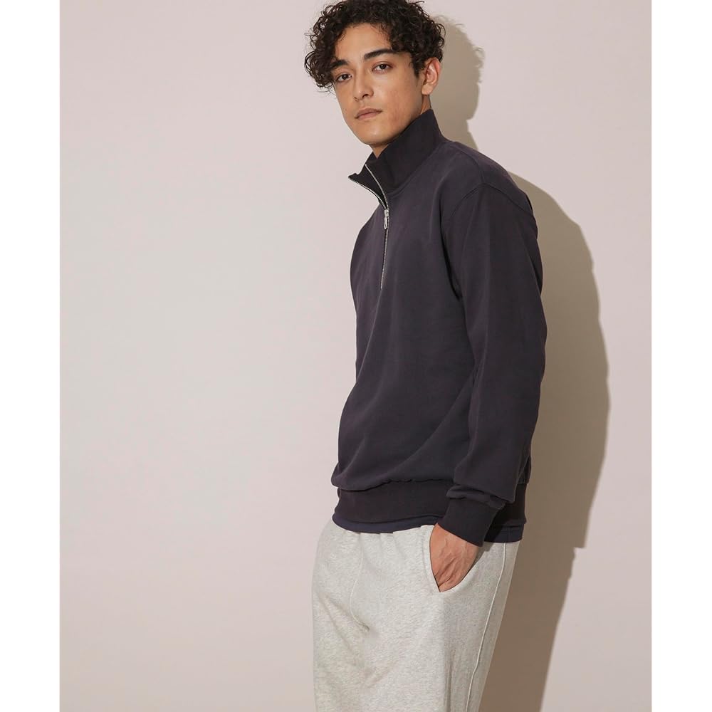 nano universe "NJ/CLUB" HOMESTOCK fine brushed fleece half zip sweatshirt