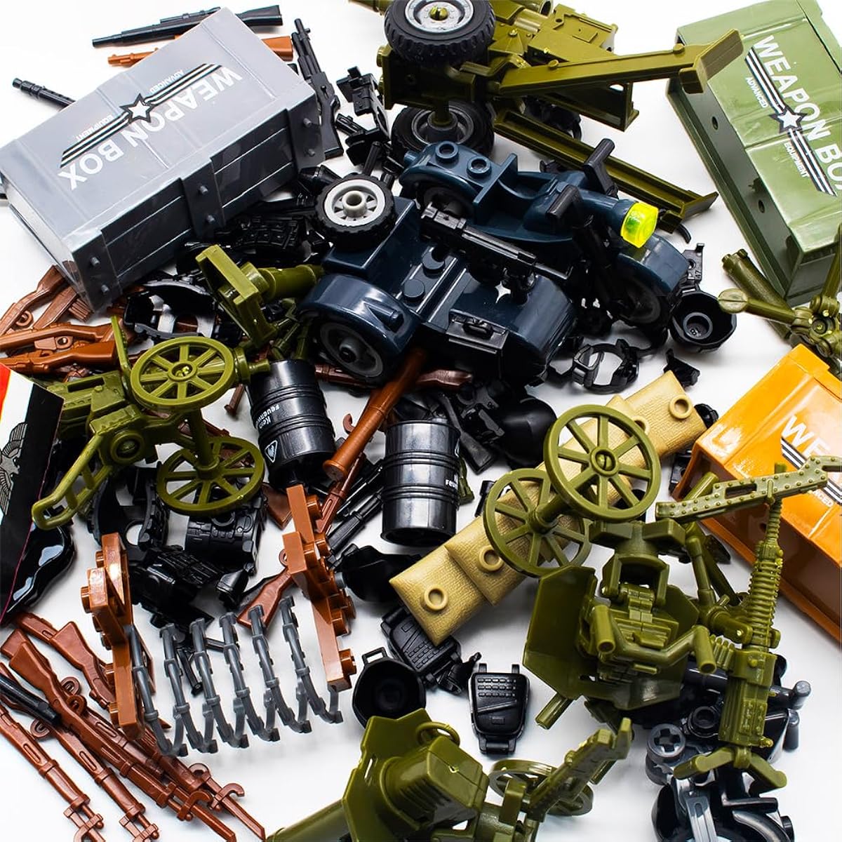 WW2 Military Soldier Weapons Pack Accessory Kit Toy Army Equipment Gear Set Model Weapons Set for German Soldier Figures Accessories Compatible with Major Minifigures