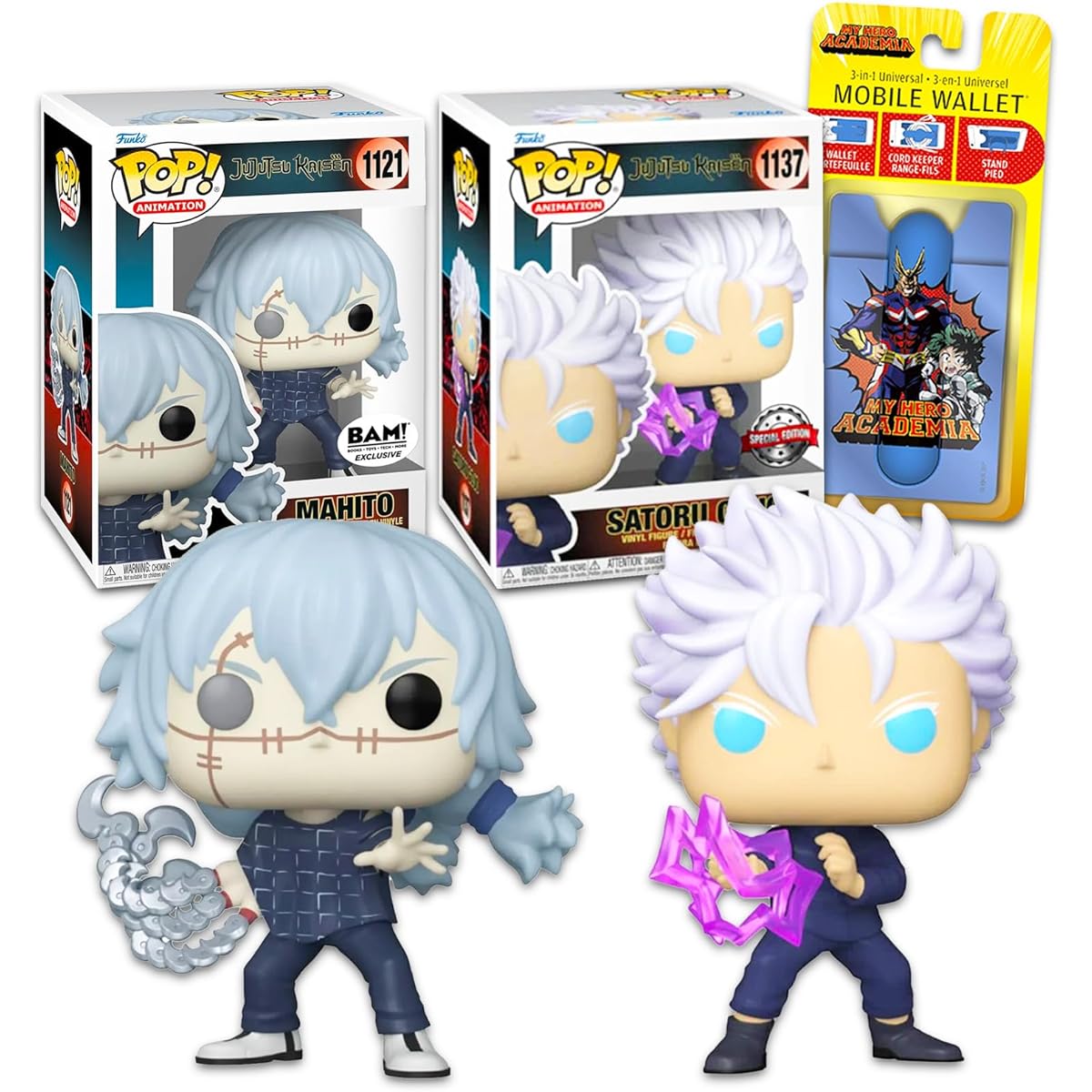 Jujutsu Kaisen Funko POP Set - Jujutsu Kaisen Funko Pops (Including Gojo Hollow Purple) and Mahito Plus Smartphone Wallet for Kids Teens | Jujutsu Kaisen Anime Figure Set 2 Pieces