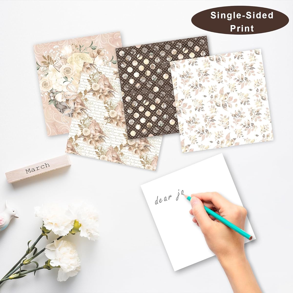 Scrapbook Paper 28 Sheets 6" x 6" Floral Scrapbook Paper Card Making Craft Paper Pack Decorative Paper for Card Making (Natural Softness)