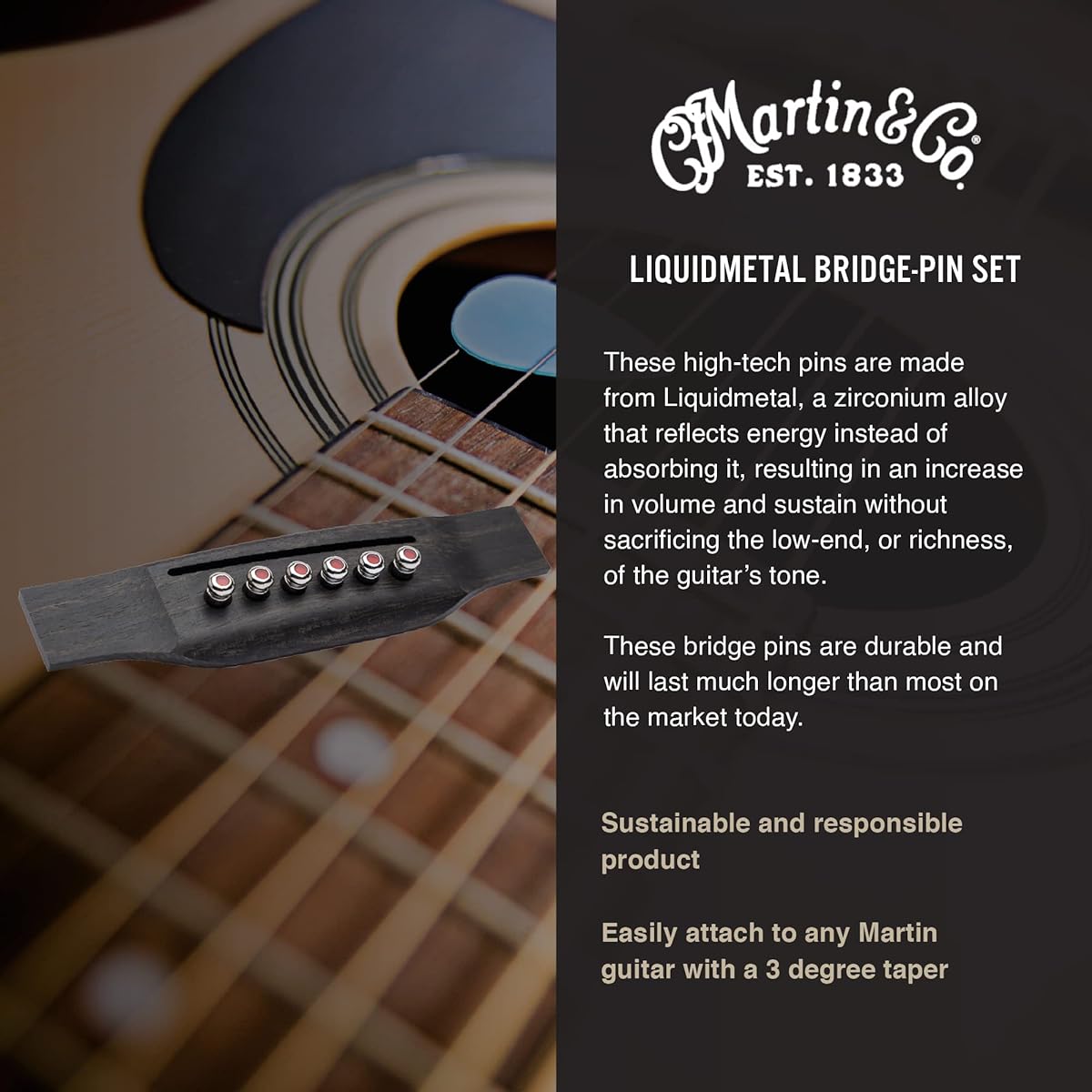 MARTIN 18APP0007 Chrome/Red Dot LIQUIDMETAL LUXE BY MARTIN Bridge Pins