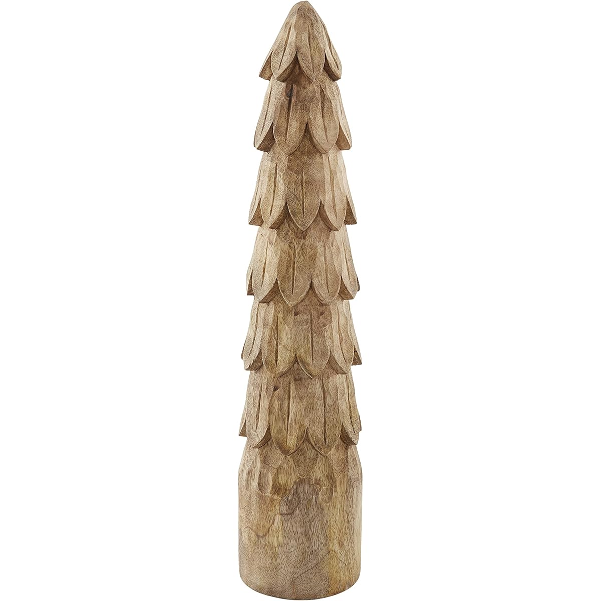 Mud Pie Christmas Wooden Carved Tree Sitter, Large, 18" Diameter x 3 1/2", Brown