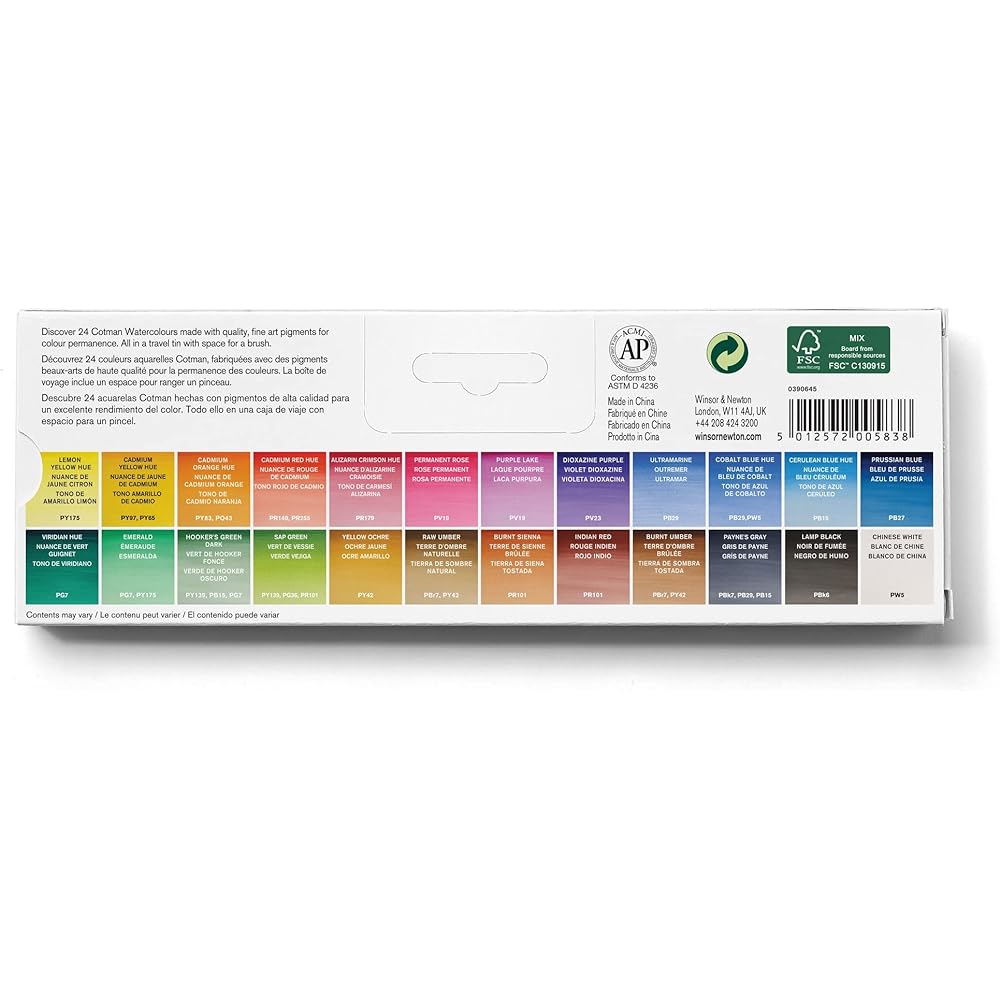 Winsor & Newton Winsor & Newton Watercolor Paints Winsor & Newton Cotman Watercolor 24 Color Set Metal Skechers Box Set Half Pan
