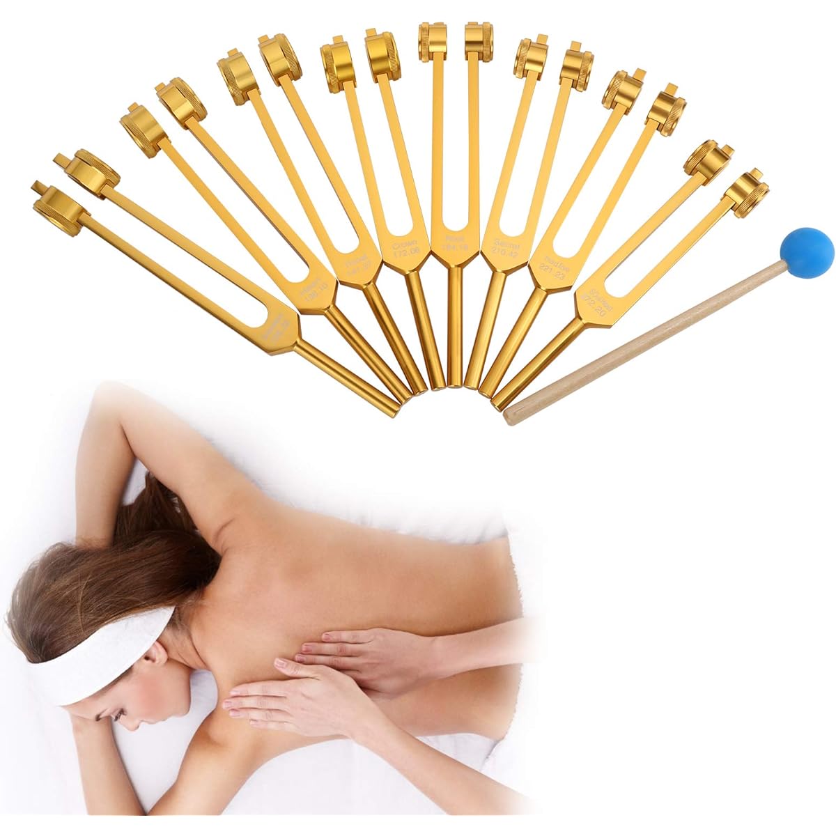 Tuning Fork Set, Eco-Friendly Tuning Forks, 8 Pieces Massage Therapy Acupressure for Adjusting Tuning Forks Meditation