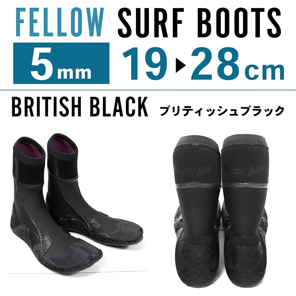 FELLOW Surf Boots 5mm Thermal Fleece Lining Men's Women's Surfing Boots Winter Japanese Standard SUP Semi-Dry Wetsuit