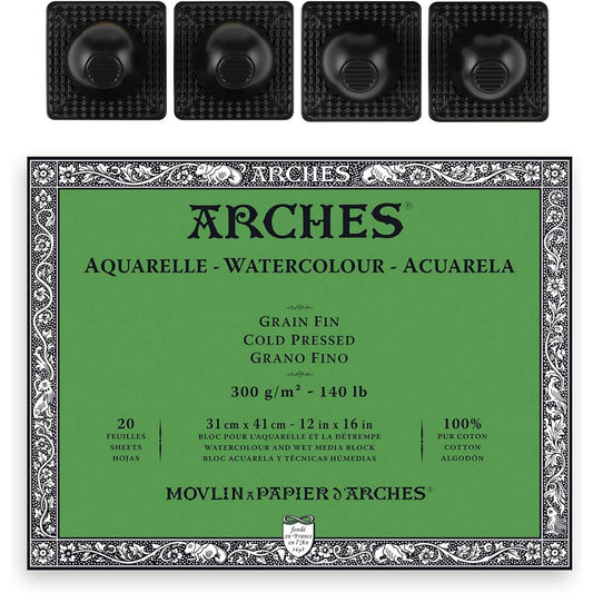 Arches Watercolor Paper Blocks Cold Pressed 140lb 12x16 Inch Upsyde Angle Lift 4 Pack