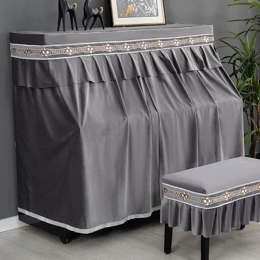 r, full cover, rural style, European style, elegant, floral pattern, embroidery, with frills, piano hanger, light blocking, dustproof, lightweight, stain resistant, convenient, soft, thick, dustproof cover, piano cover, one size fits all, width 148-153cm