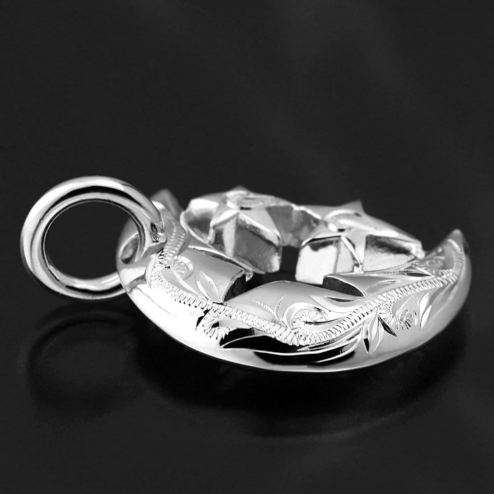 [Leilani] Hawaiian Jewelry Crescent Moon Star Pendant Necklace Men's Silver 925